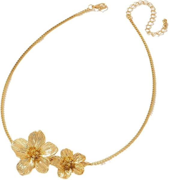 Flower Necklace for Women Flower Layered Necklaces Trendy Statement Necklace Floral Jewelry | Amazon (US)