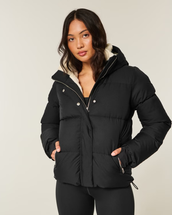 Faux Fur-Lined All-Weather Puffer Jacket | Hollister (US)