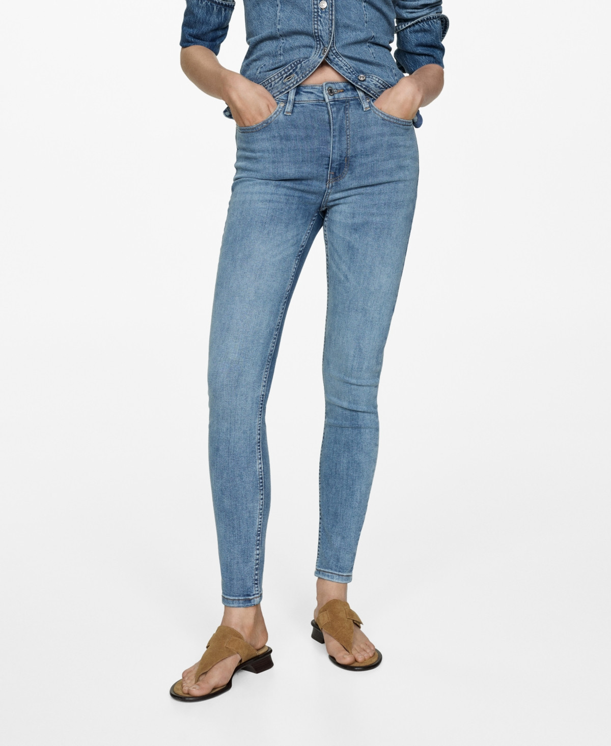 Mango Women's High-Rise Skinny Jeans - Medium Blue | Macy's
