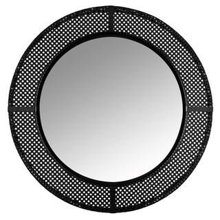 Stratton Home Decor 31.50 in. Round Eliza Metal Frame Cane Webb Wall Mirror-S36848 - The Home Dep... | The Home Depot