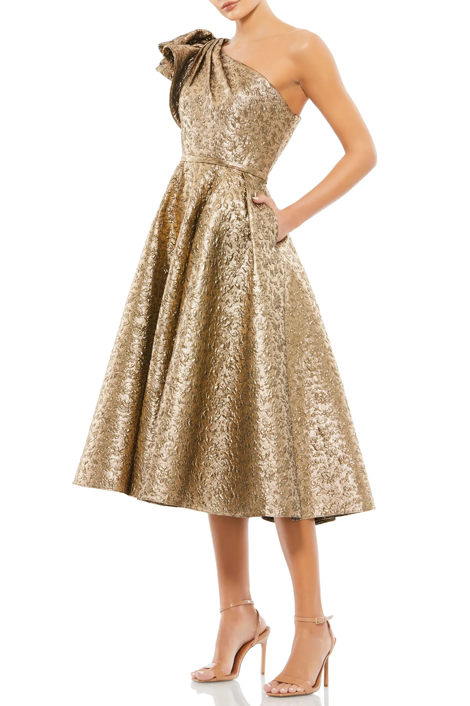 One Shoulder Bow Midi Dress (Women) | Nordstrom | Nordstrom