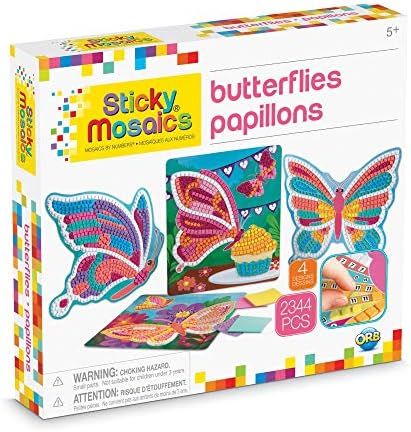 ORB Sticky Mosaics Butterflies Yellow/Blue/Pink/Purple/Pink, 12" x 2" x 10.75" | Amazon (US)