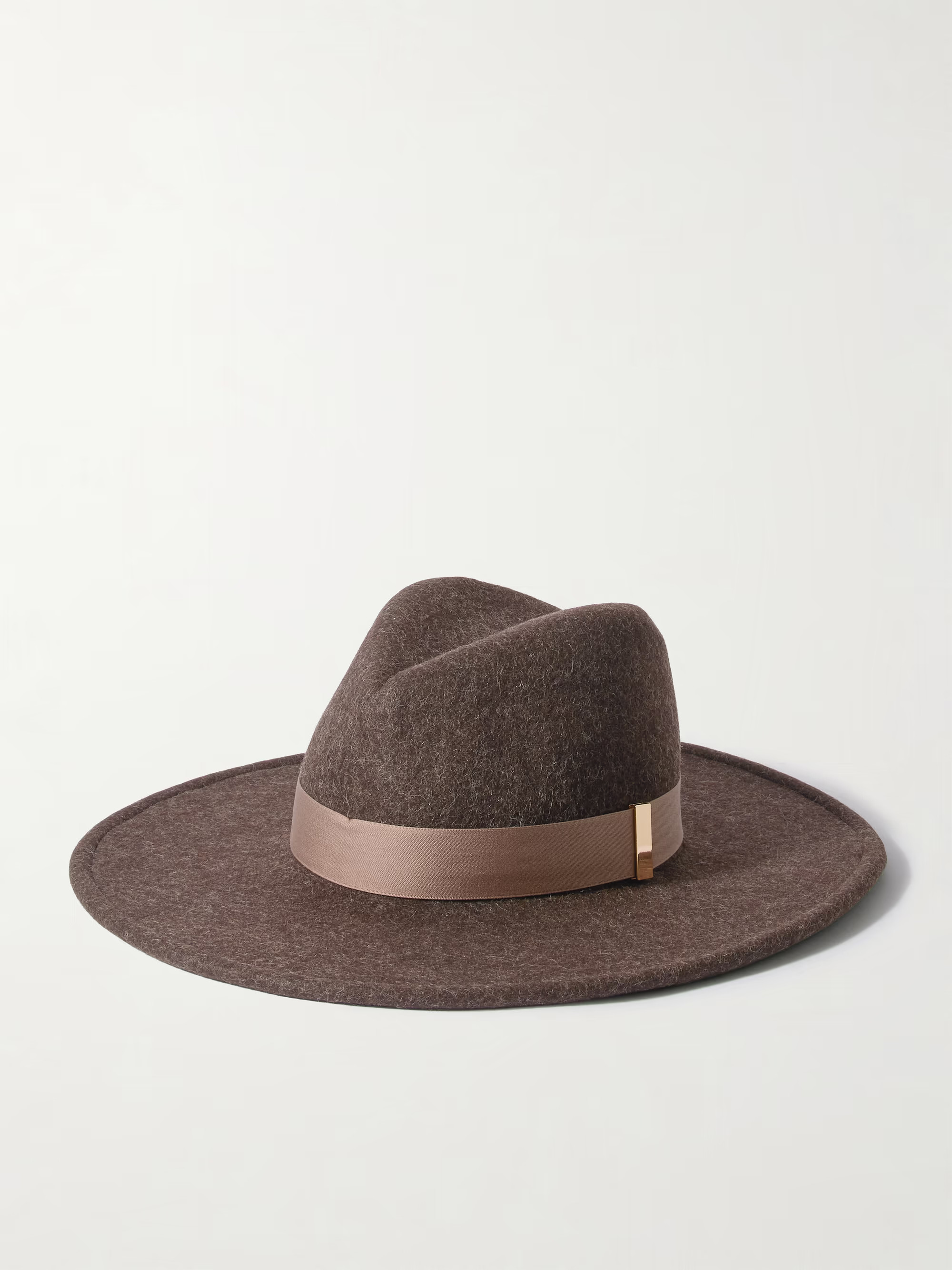 Jeanne embellished satin-trimmed wool and cotton-blend felt fedora - chocolate - One Size | NET-A-PORTER APAC