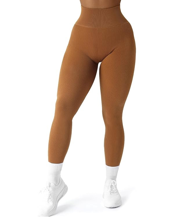 SUUKSESS Women Ribbed Seamless Leggings High Waisted Workout Gym Yoga Pants | Amazon (US)