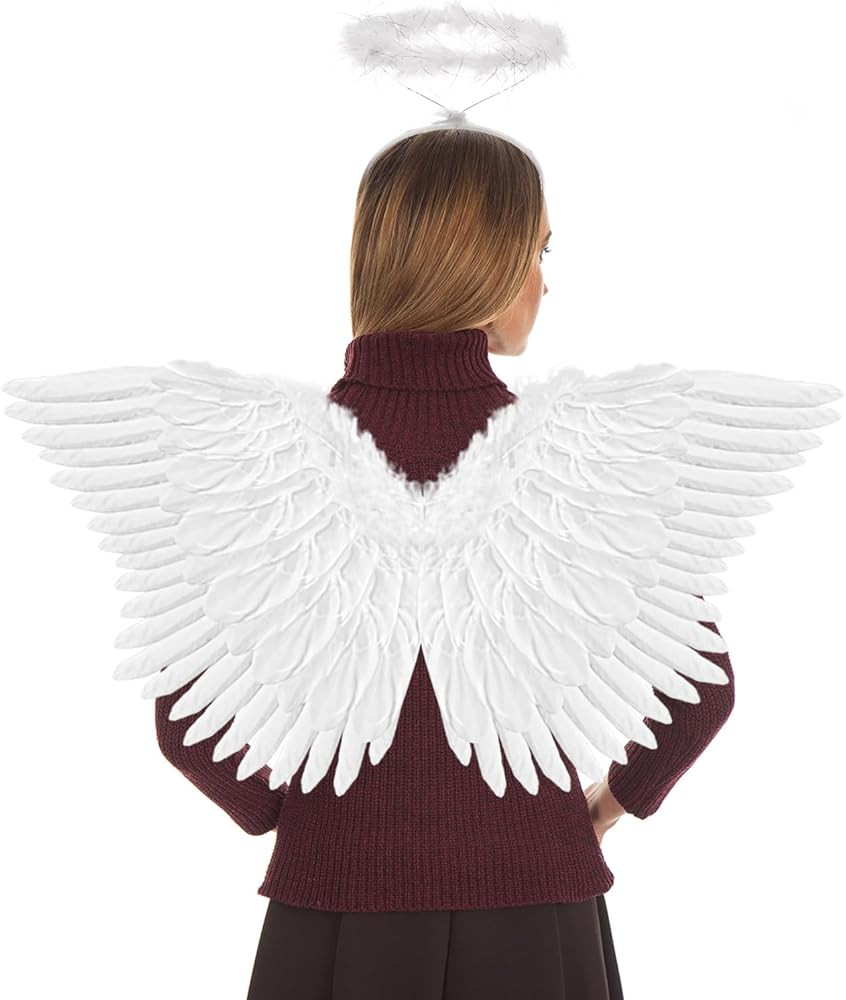 Angel Wings and Halo for Adult Feather Angel Costume for Women Halloween Cosplay Costumes Accesso... | Amazon (US)