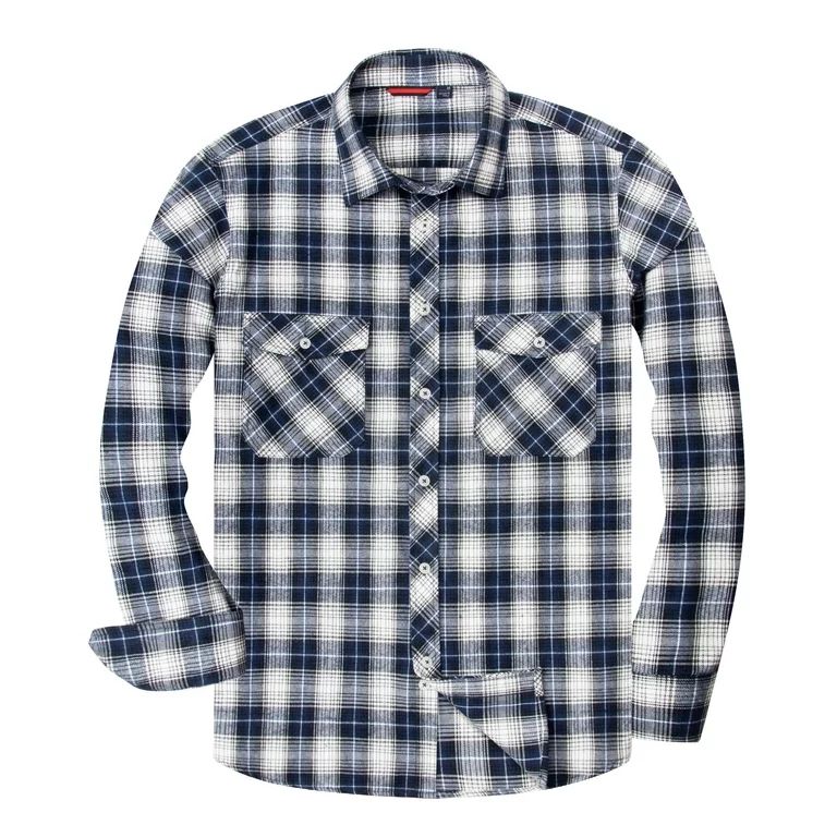 Alimens & Gentle Men's Long Sleeve Button Down Shirt Soft Flannel Plaid Shirts | Walmart (US)