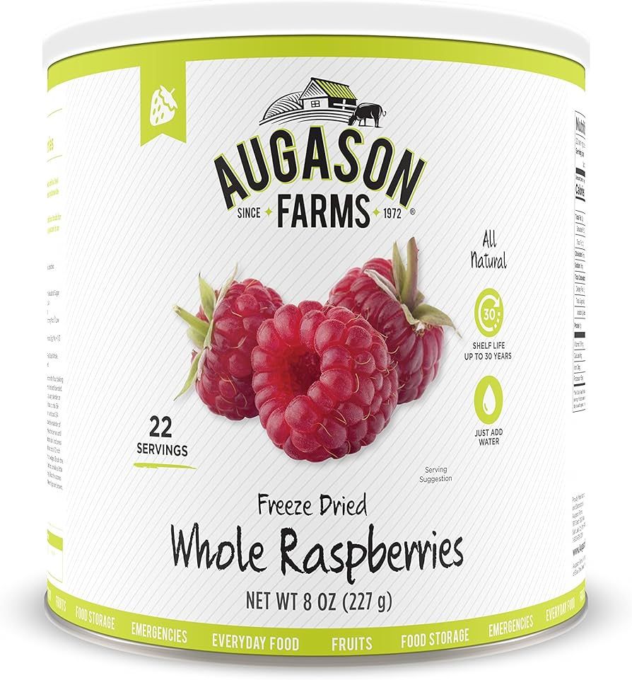 Augason Farms Freeze Dried Whole Raspberries #10 Can, 8 oz | Amazon (US)