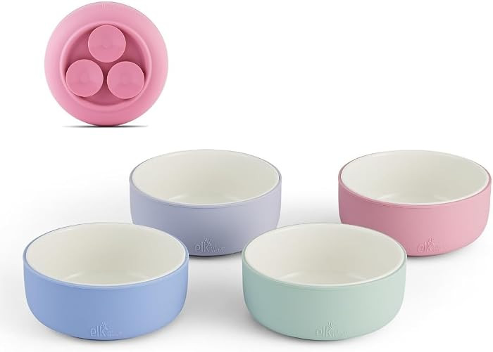 Elk and Friends Kids Porcelain Bowls with Silicone Suction Sleeve | Kids/Toddler/Baby Feeding | M... | Amazon (US)