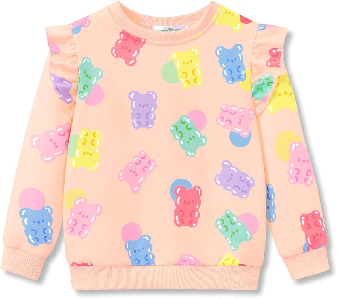 COOLTREE Crewneck Sweatshirt for Girls - Soft Long Sleeve Pullover Stylish Tops Size 2T-6 | Amazon (US)