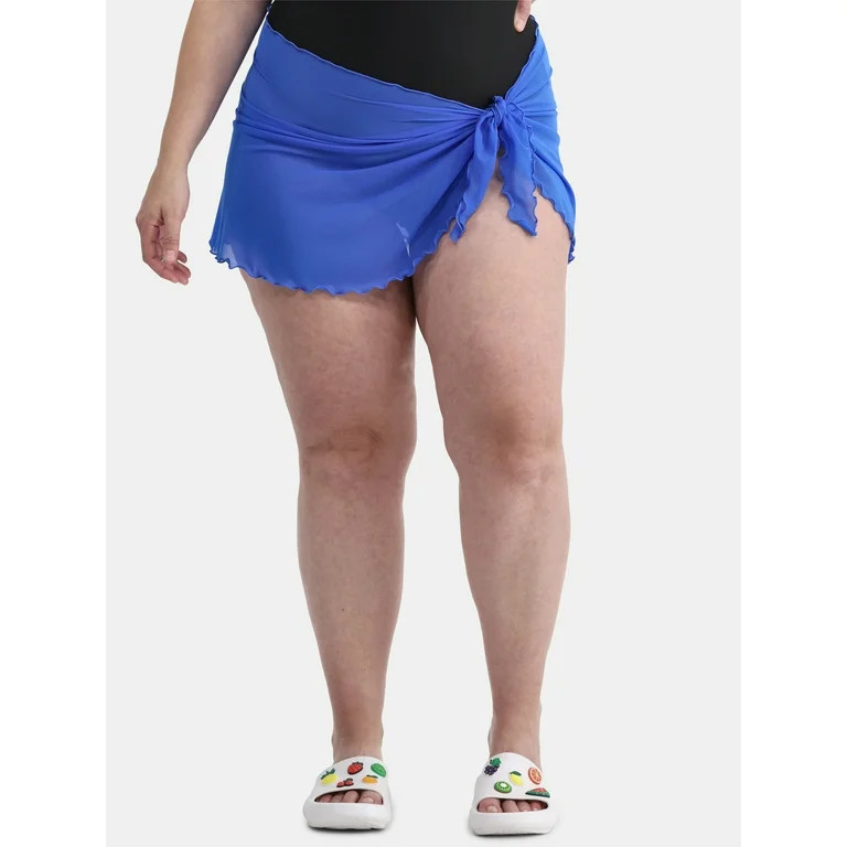 No Boundaries Women's Lettuce Edge Sarong Coverup, Sizes XS - XXL - Walmart.com | Walmart (US)