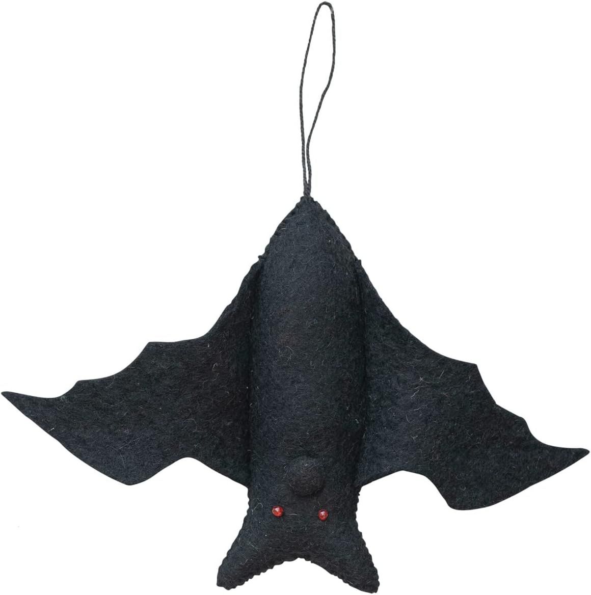 Creative Co-Op 10-1/2"L x 7"H Handmade Wool Felt Bat Ornament, Black | Amazon (US)