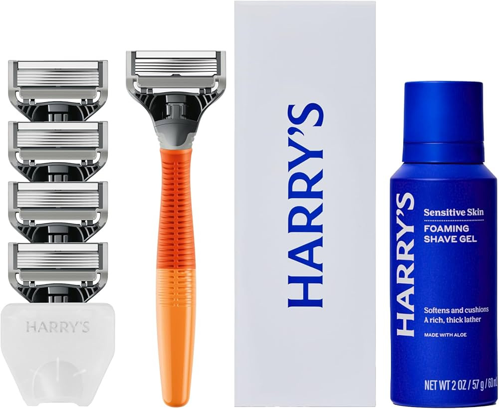 Harry's Original Shaving Kit for Men - Razor Handle, 5 Razor Blade Refills, Foaming Shave Gel, an... | Amazon (US)