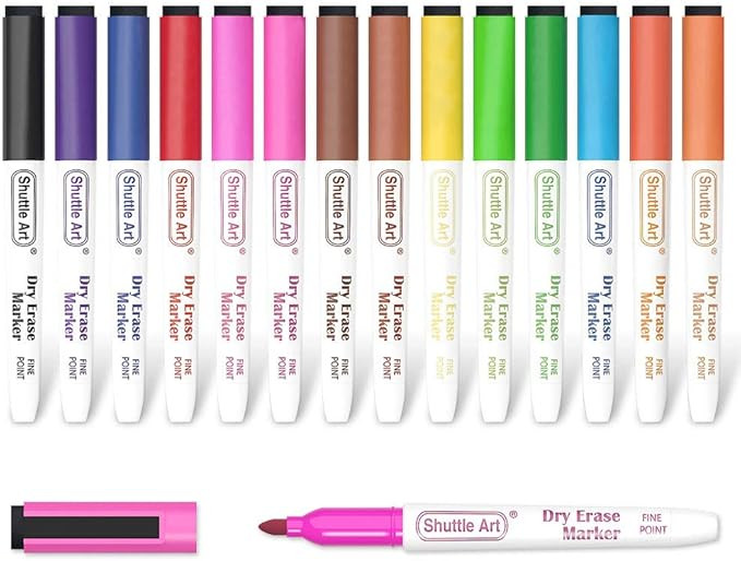 Shuttle Art Dry Erase Markers, 15 Colors Magnetic Whiteboard Markers with Erase,Fine Point Perfec... | Amazon (US)