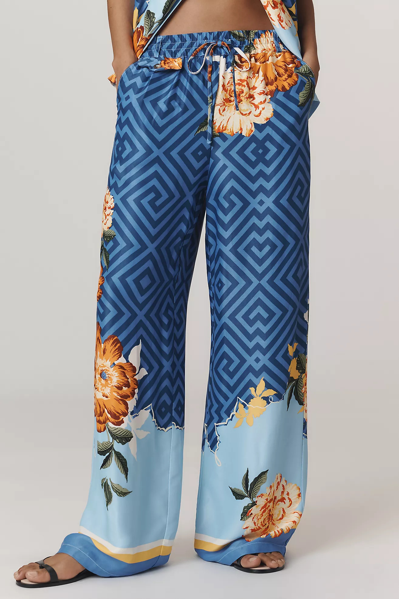 Maeve Straight-Leg Pull-On Silk Pants | Anthropologie (US)