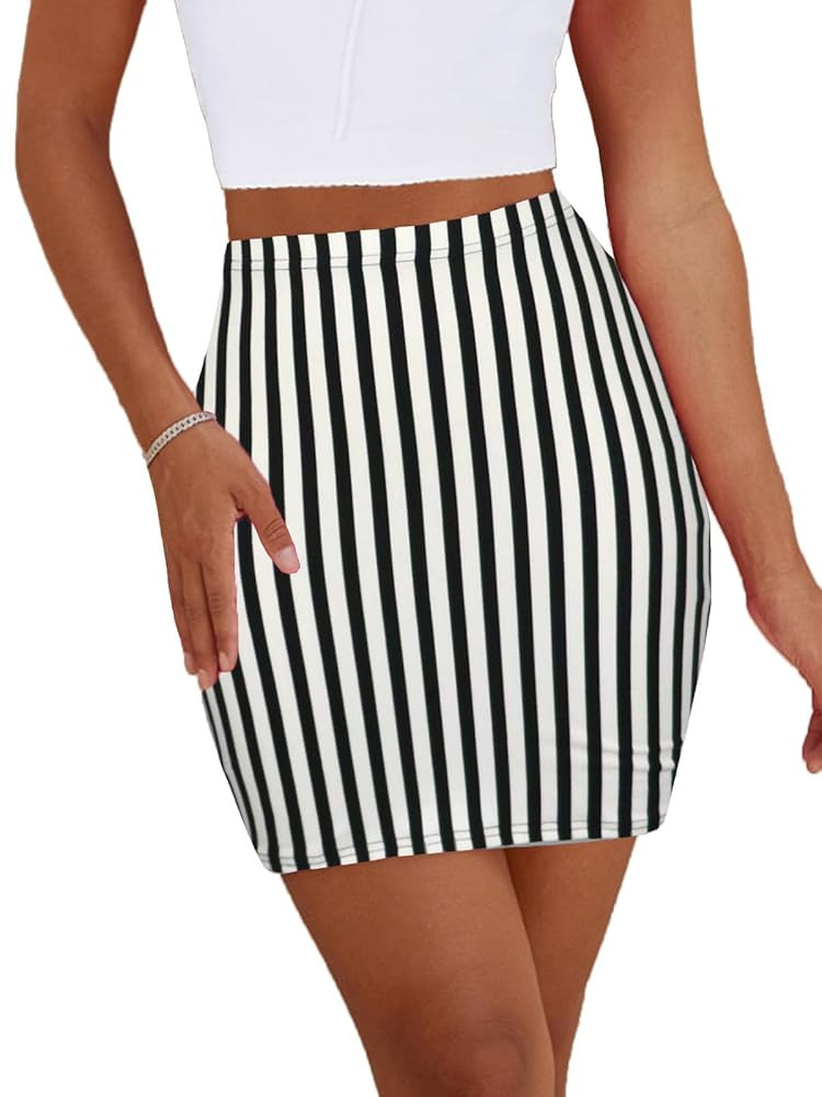 Women's Mini Pencil Skirt - High Waisted Bodycon Summer Casual Y2K Going Out Tight Skirts | Amazon (US)
