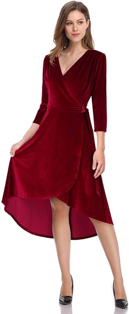 Leadingstar Women's Velvet Formal Holiday Party Gown Dress | Amazon (US)