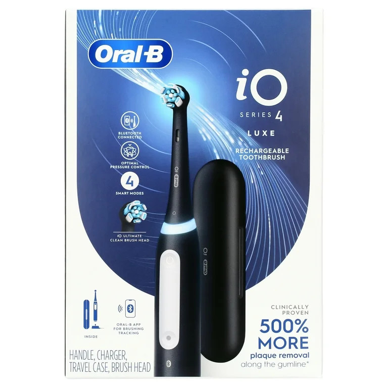 Oral-B iO Series 4 Electric Toothbrush with (1) Brush Head, Rechargeable, Black | Walmart (US)