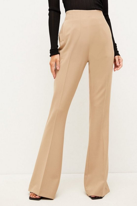 Kickflare Darted Waist Tailored Trouser | Karen Millen UK + IE + DE + NL