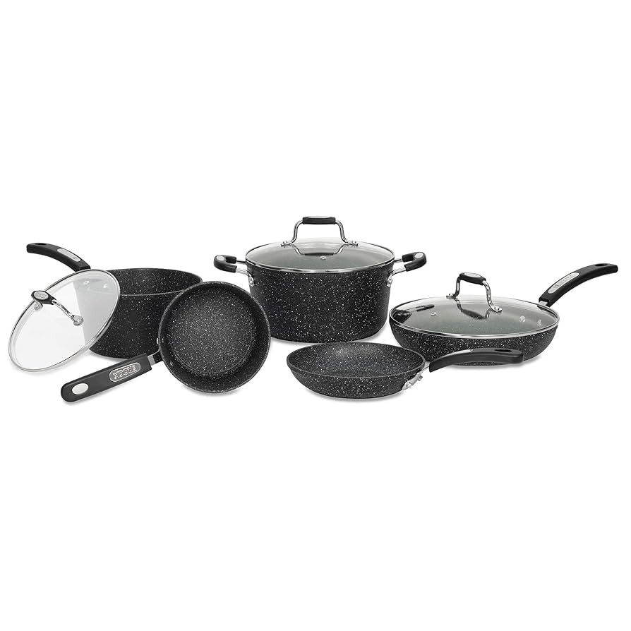 Starfrit The Rock 8PC Non-Stick Cookware set - Durable Forged Aluminum - Oven Safe - PFOA Free - ... | Amazon (US)