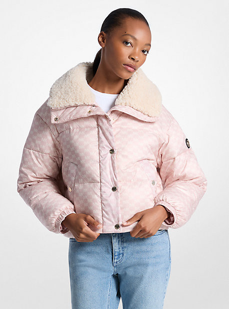 Logo Print and Sherpa Puffer Jacket | Michael Kors US