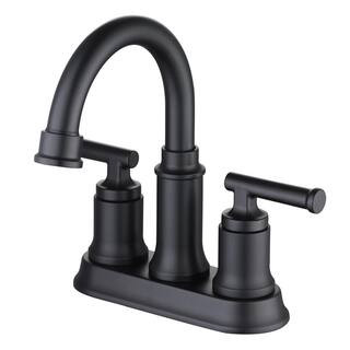 Oswell 4 in. Centerset 2-Handle High-Arc Bathroom Faucet in Matte Black | The Home Depot