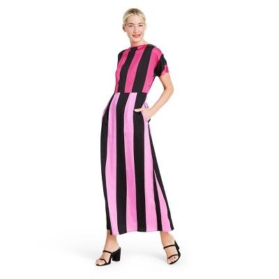 Mixed Stripe Short Sleeve Dress - Christopher John Rogers for Target Pink/Black | Target