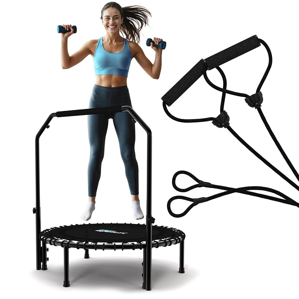 Jumpzylla Fitness Trampoline 40" or 48" | Foldable Mini Rebounder Trampoline for Adults with Bar ... | Amazon (US)