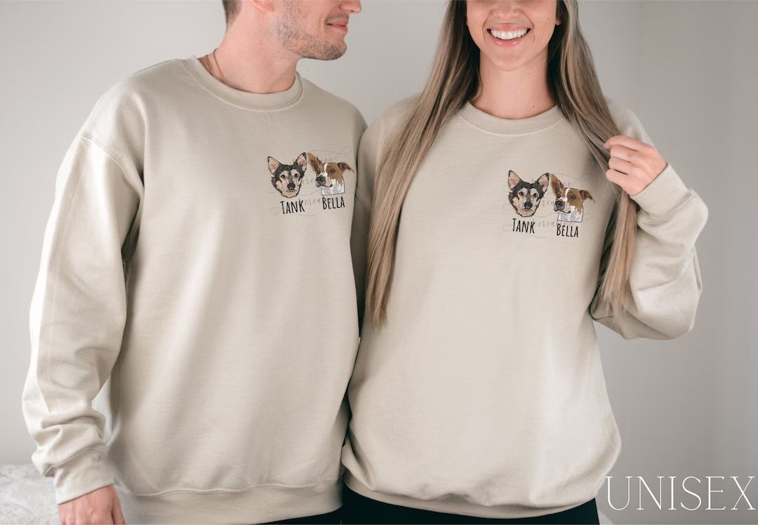 Custom EMBROIDERED Pet Sweatshirt, Custom Dog Portrait, Dog Sweatshirt, Pet Face Shirt, Dog Mom G... | Etsy (US)