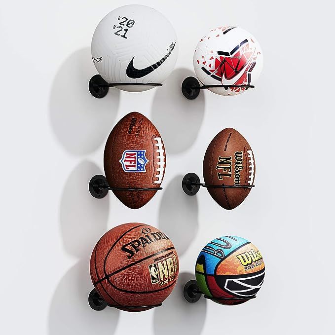S SUCHEK Basketball Holder Wall Mount, Ball Holder Wall Mount, Ball Display Wall Storage for Bask... | Amazon (US)
