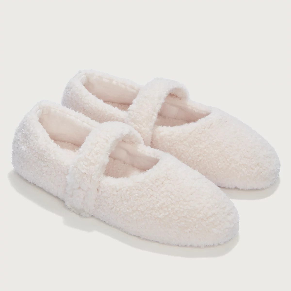 The White Company Borg Ballet Slippers, Pale Pink, Size: 7 | The White Company UK & ROW