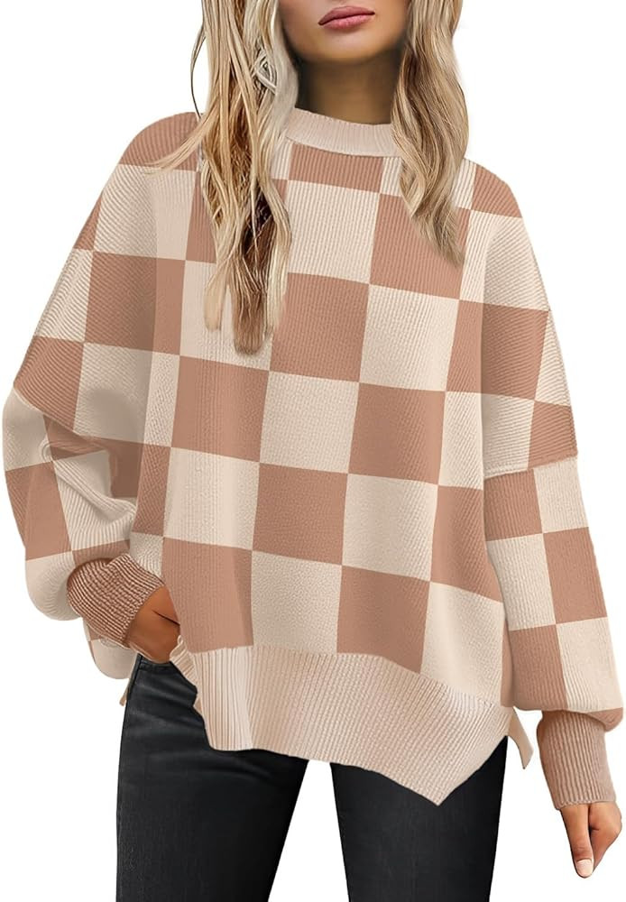 Women's Oversized Sweaters 2025 Crewneck Long Sleeve Batwing Pullover Tops | Amazon (US)