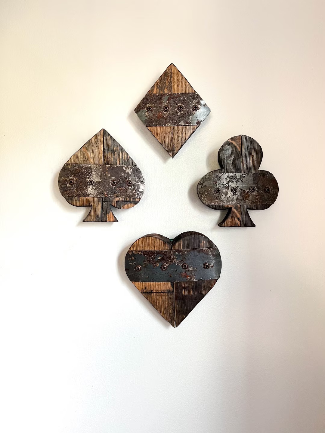 Card Suit Bourbon Barrel Wood Cutouts with Rings | Etsy (US)