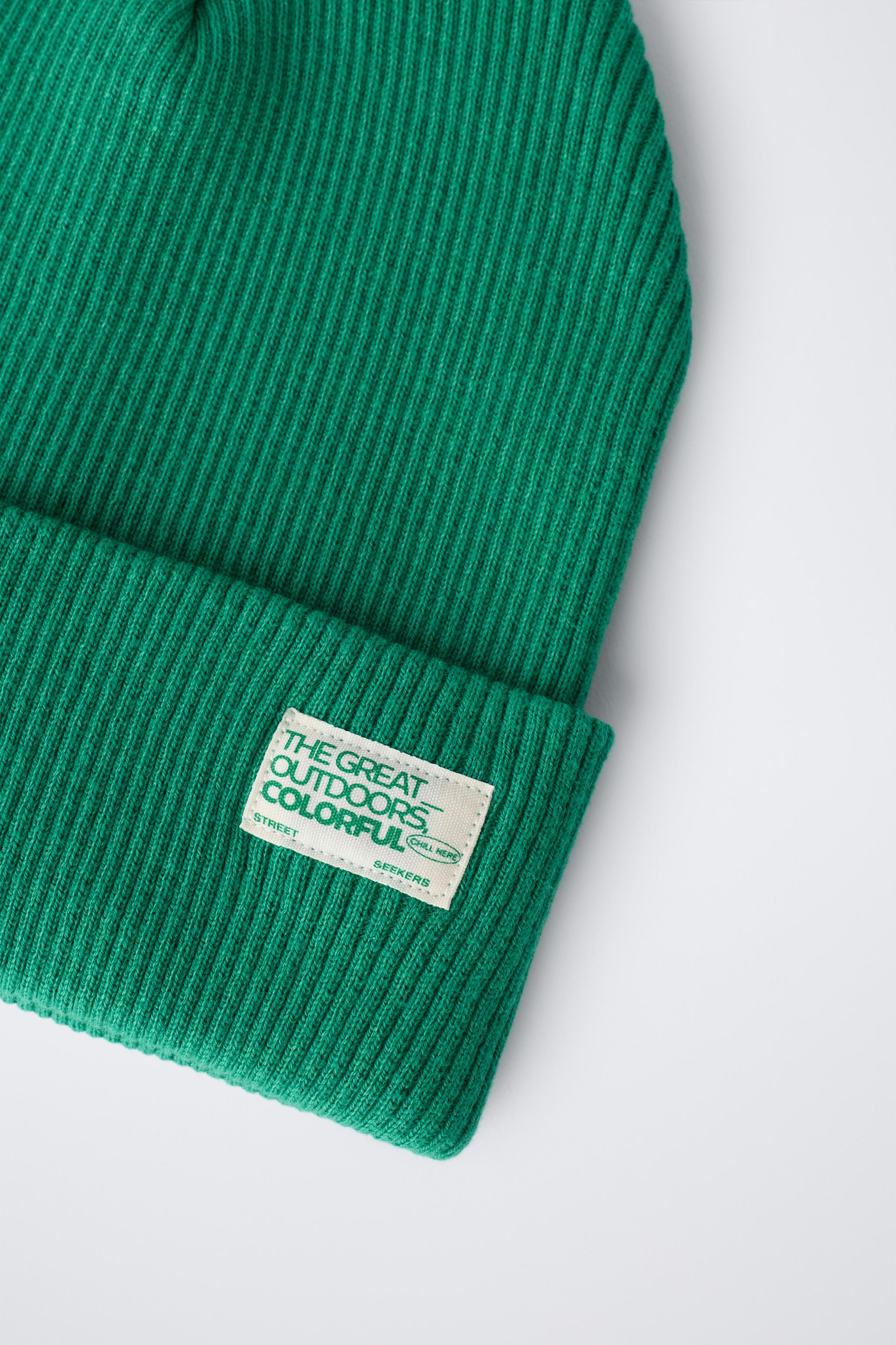 LABEL RIBBED KNIT HAT | Zara US