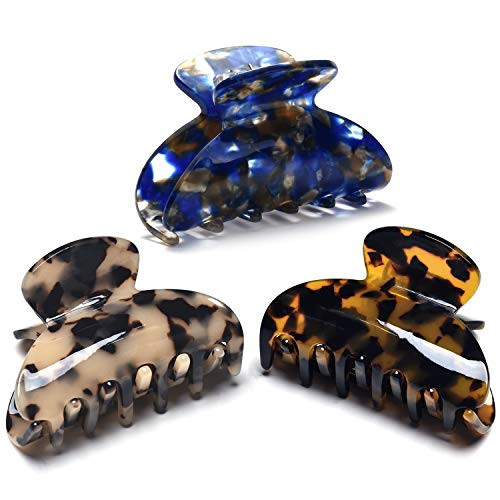 3 Packs Women Medium Hair Clips Tortoise Claw Clips Celluloid Jaw Clips Leopard Print Hair Clamps Fashion Hair Accessories | Amazon (US)