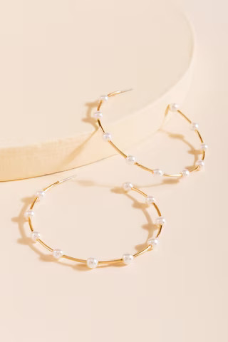 Bianca Large Pearl Hoop Earrings | Francesca's