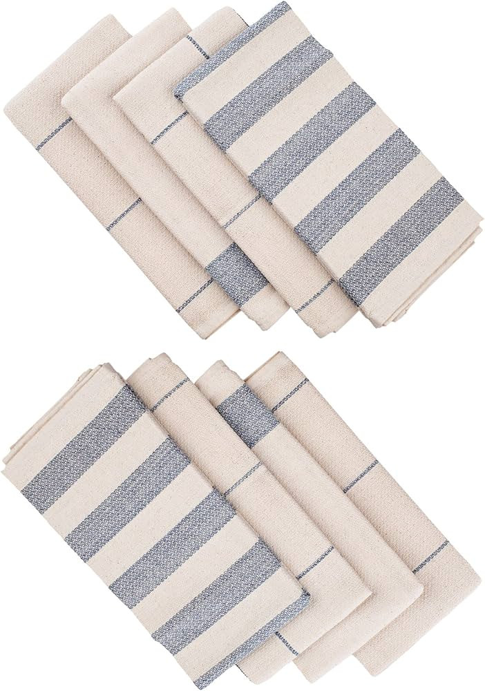 MEEMA Kitchen Towels and Dishcloths, Ecofriendly Upcycled Cotton Set of 8, Large 20 x 28 in Super... | Amazon (US)