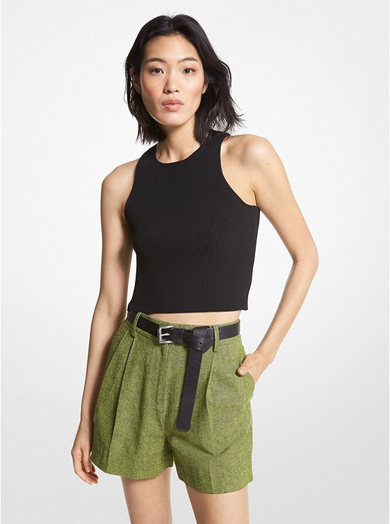 Linen Blend Pleated Shorts | Michael Kors US