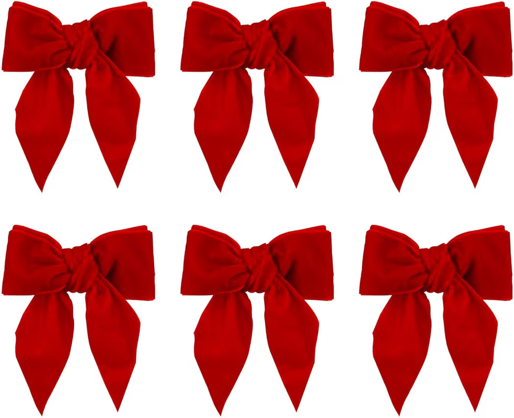 Christmas Bow Napkin Rings Set of 6, Red Velvet Bow Tie Napkin Holder, Handmade Velvet Twist Buck... | Amazon (US)