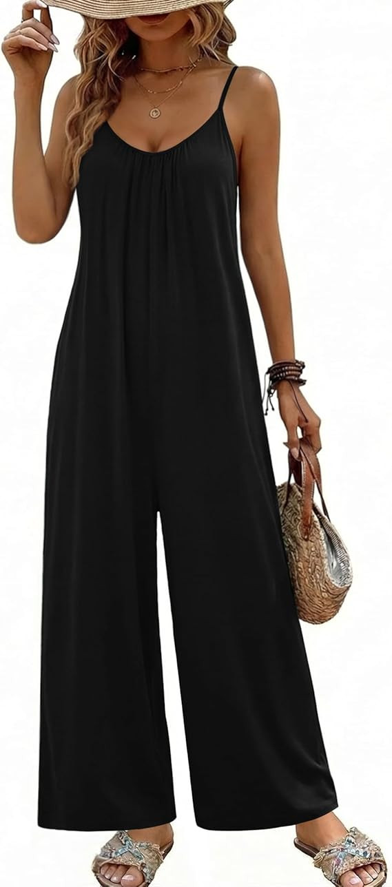 Ekouaer Wide Leg Jumpsuits for Women Casual Overalls Sleeveless Vacation Outfits One Piece Boho P... | Amazon (US)