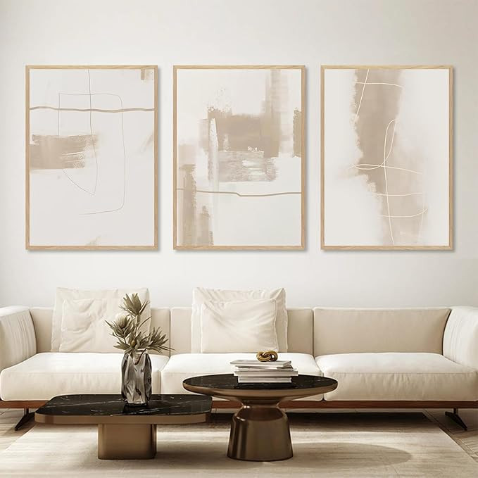 Abstract Canvas Wall Art Beige Neutral Minimalist White Brown Beige & White Painting Abstract Neu... | Amazon (US)