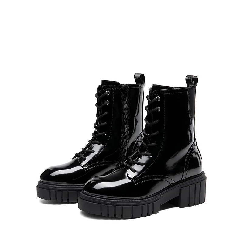 BURUDANI Women's Chunky Sole Lace-Up Combat Boots | Walmart (US)