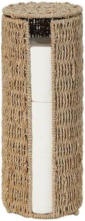 PINXIURY Seagrass Toilet Paper Holder with Storage, 3 Rolls of Wicker Toilet Paper Holder for Bat... | Amazon (US)