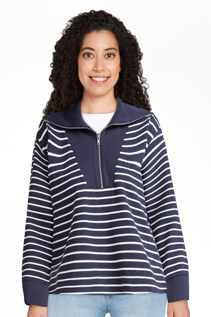 Free Assembly Sudadera Tipo Jersey con Media Zíper para Mujer y Mujer Talla Plus Tallas XS-4X | Walmart (US)
