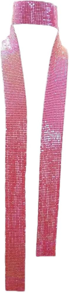 COLORFUL BLING Women Glitter Sparkle Punk Sequins Neck Tie Necklace Thin Skinny Tie Shiny Chain C... | Amazon (US)