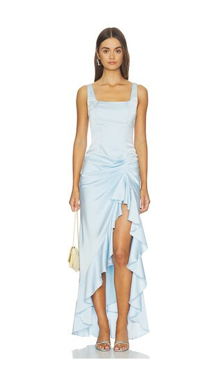 MORE TO COME Phoebe Ruffle Maxi Dress in Baby Blue. - size XL | Revolve Clothing (Global)