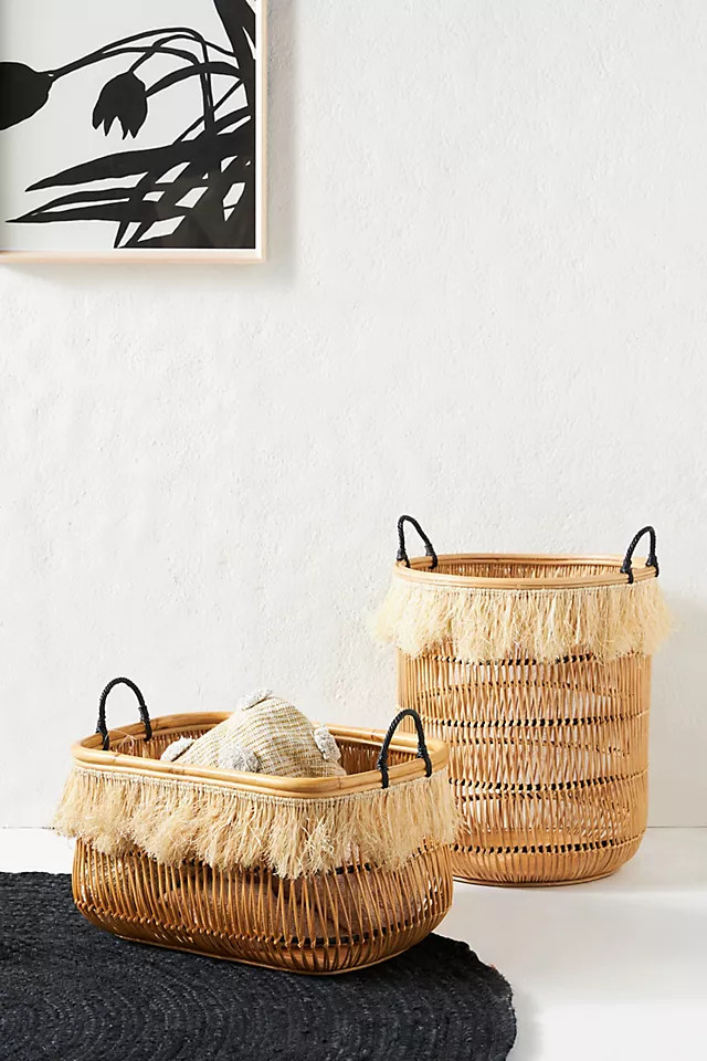 Tasmine Fringed Basket | Anthropologie (US)