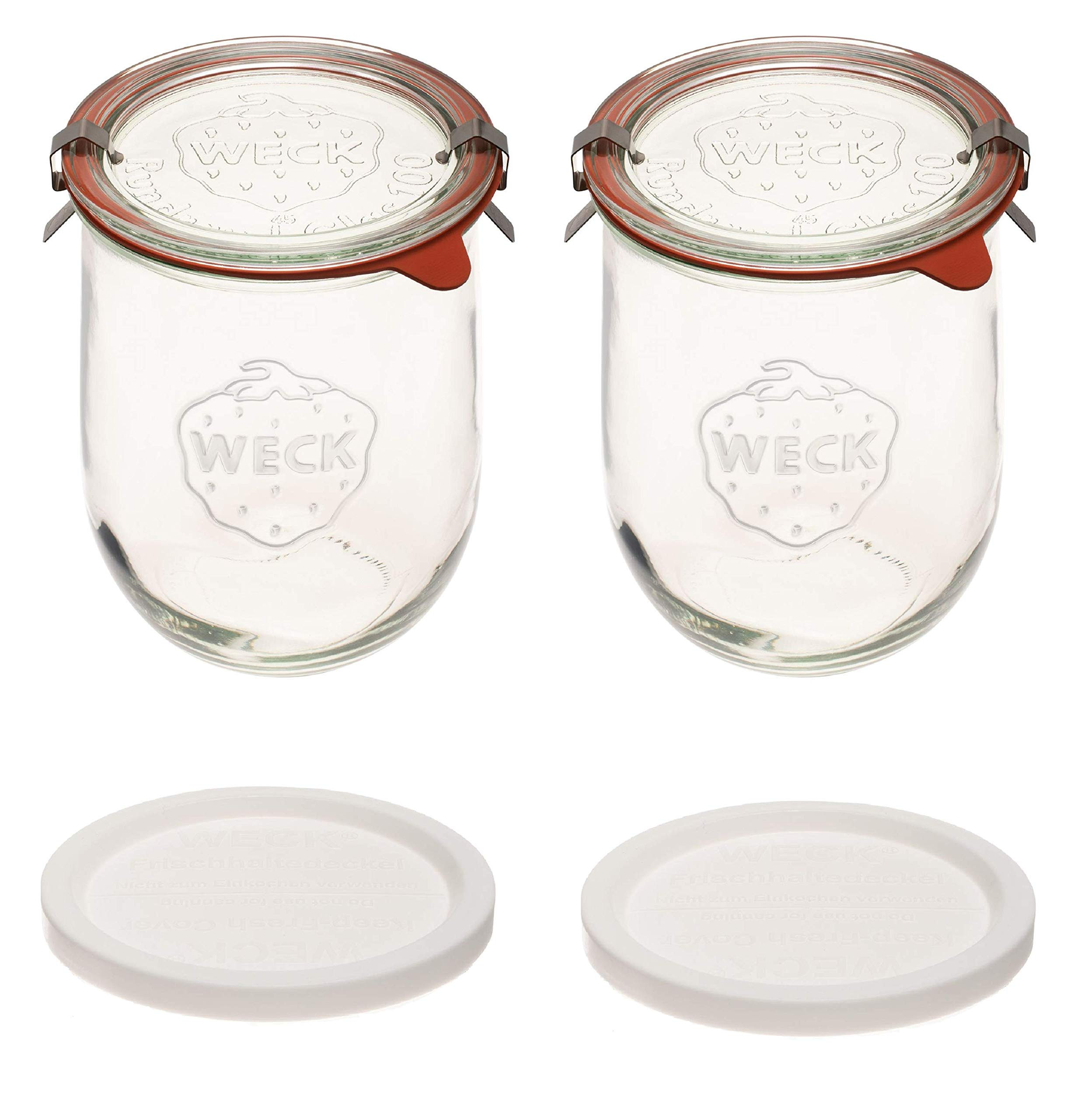 Weck Tulip Jars 1 Liter - Large Sourdough Starter Jars with Wide Mouth, Glass Lids and Keep Fresh... | Amazon (US)