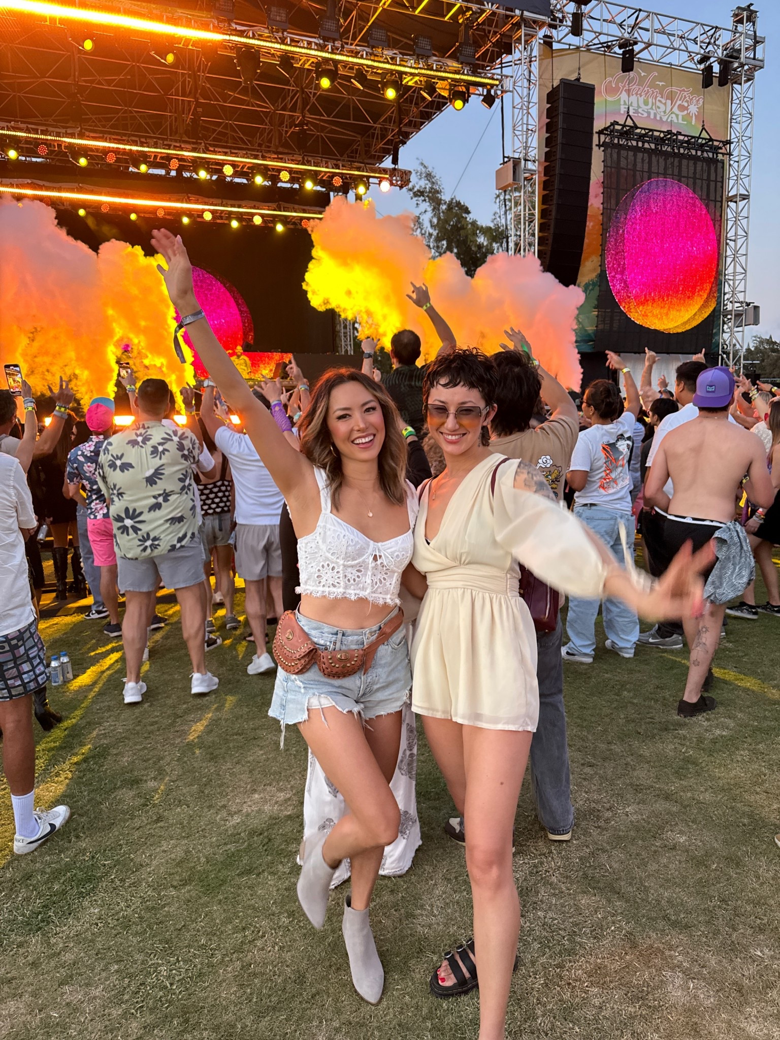 Hawaii palm fest outfit day 1! I just got this super cute white corset top, and it’s on sale!!!! it’s hard to put on but if you have a silk scarf to put over your head, it is so much easier! Wearing XS, (I put sports bra pads inside the cups to fill them out) also these denim shorts are so good I’ve had them now for 3 years! Wearing size 25. Also love these booties— I thought they would be so dirty by the end of the night but they still look like new lol! True to size

#LTKSaleAlert #LTKFindsUnder100 #LTKParties