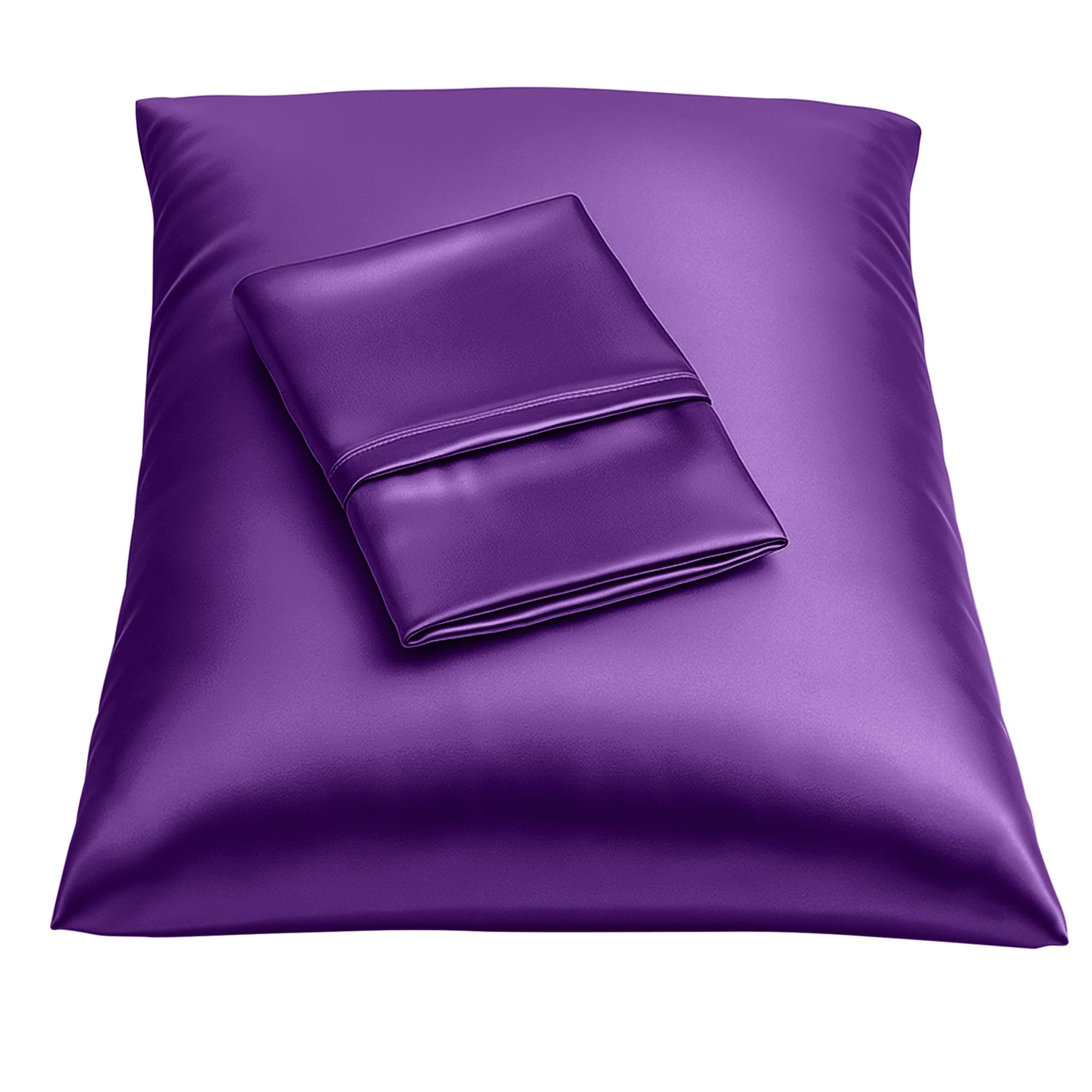 Purple Satin Pillowcase with Zipper, for Hair and Skin Care, Feels Soft and Cool Like a Silk Pill... | Amazon (US)