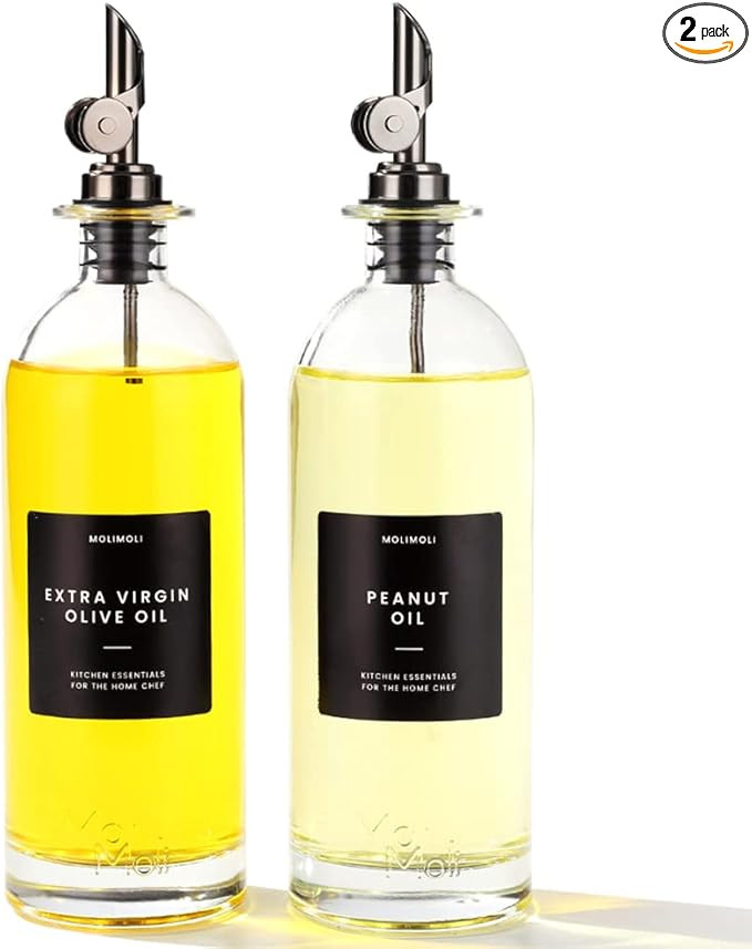 Molimoli Oil and Vinegar Dispenser with Metal Pour Spout, Weighted Pourer, Glass Bottle Dispenser... | Amazon (US)
